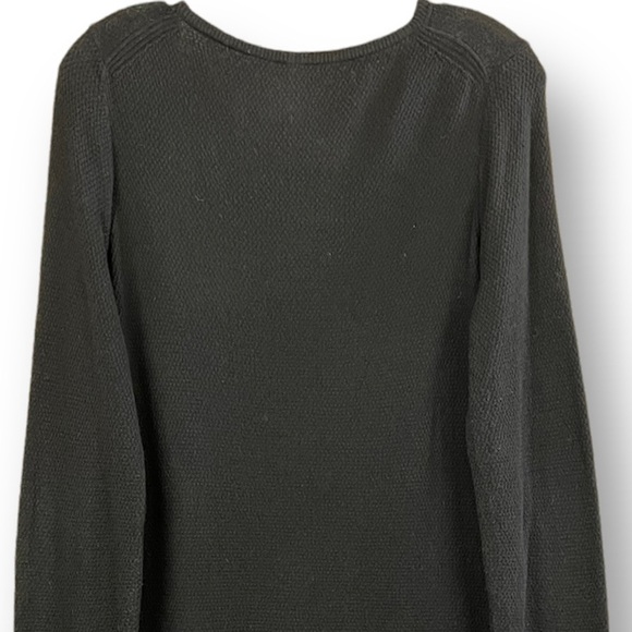 Anthropologie Moth Black Cotton Linen Rib Stitch Split Sweater Tunic Top Size M - Picture 7 of 11